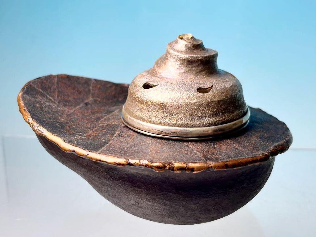 ☆ 現代アート 金工作家 田中千江 作品 純銀蓋 銅製香炉 (合わせ箱)煎茶道具 拍卖