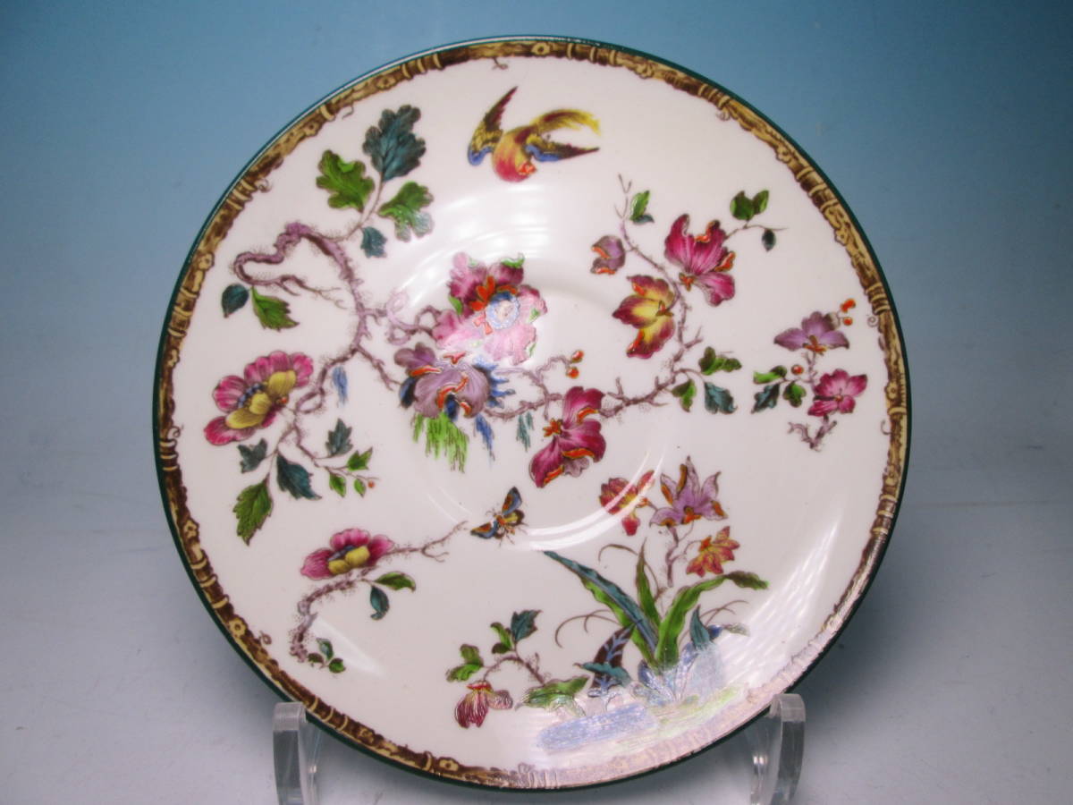 ☆Wedgwood 廃版品 ウエッジウッド L4 手描き花鳥文ソーサー ヴィンテージ拍卖