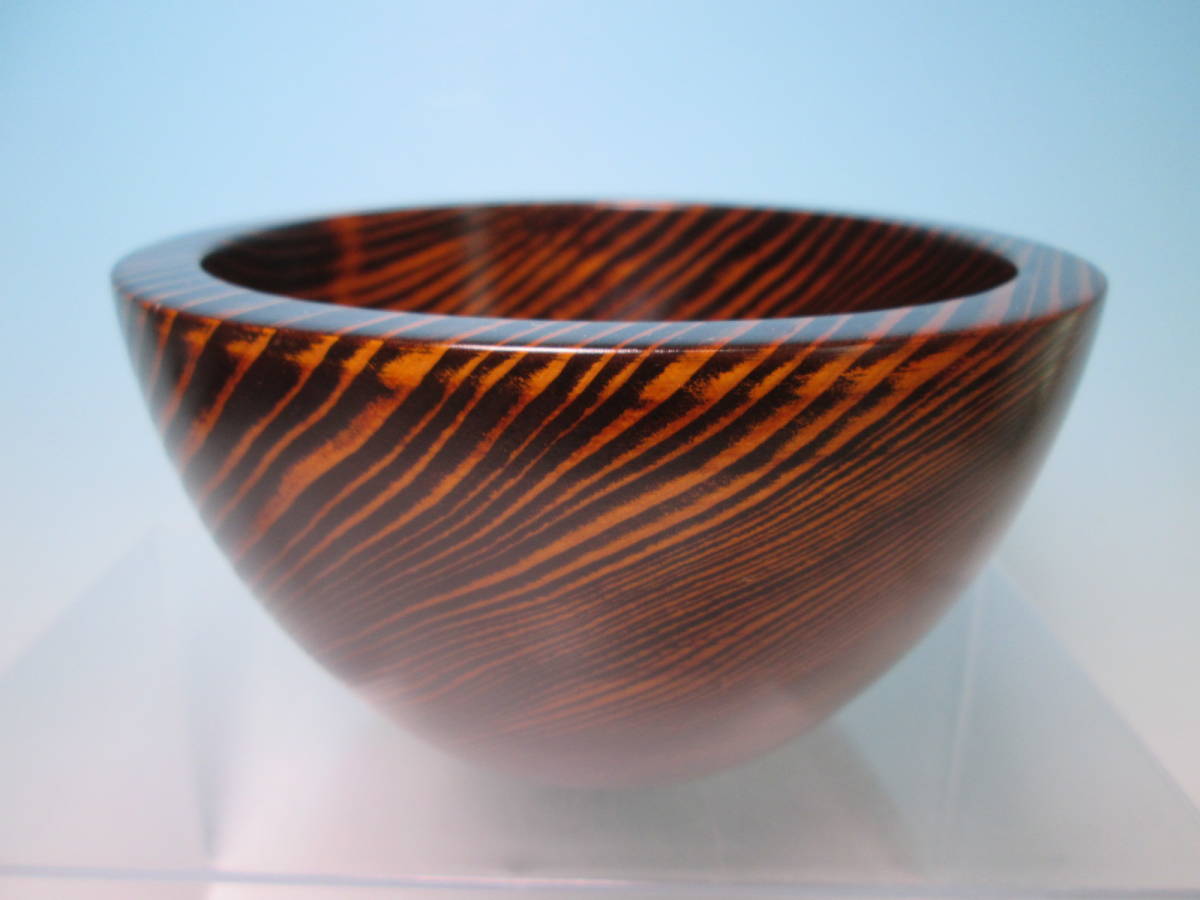 ☆作者不詳 木目の美しい刳り貫きの鉢 14,8cm サラダボウル拍卖