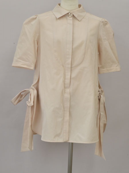 アベニールエトワール Aveniretoile サイドリボンロングブラウス パールボタン 34サイズ ベージュ レディース j_p F-M12840拍卖