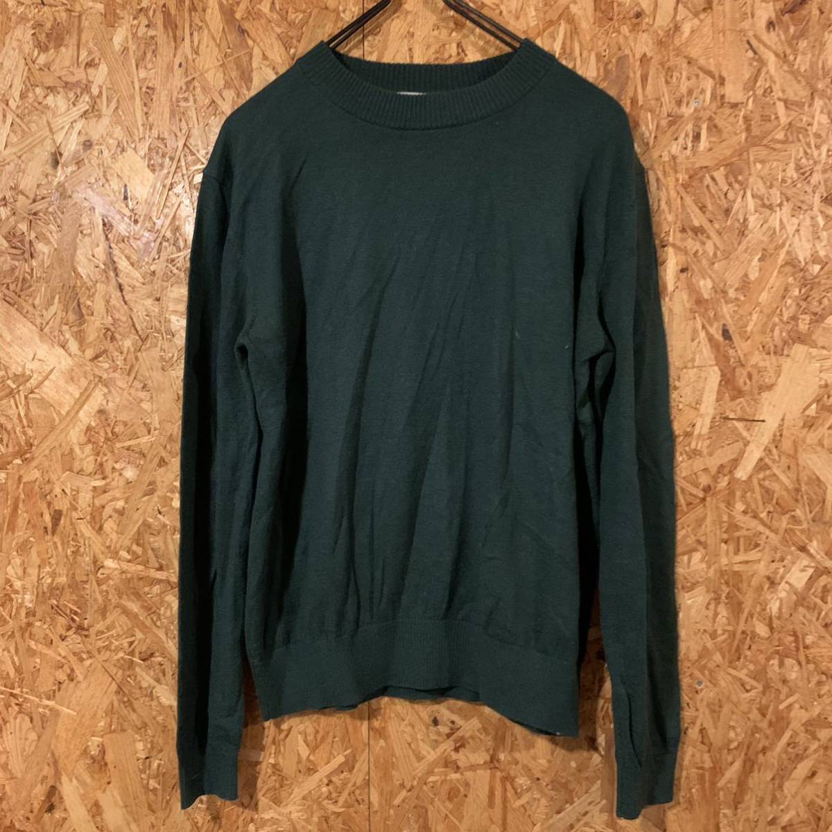 美品 NATURAL BEAUTY BASIC 薄手セーター ニット モスグリーン トップス 1243拍卖