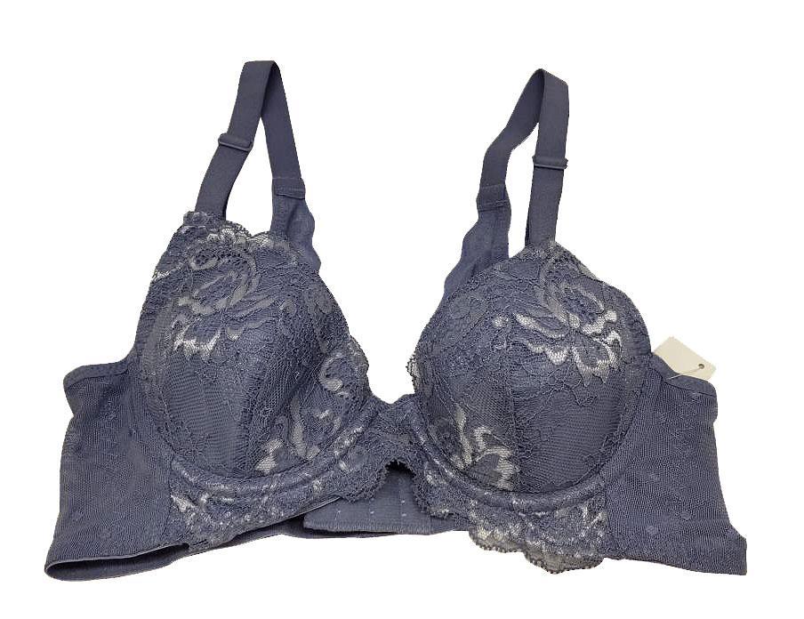 SI6660-2◇ 新品 ブラジャー ソフトワイヤー 肩紐調節可 背中を面で抑えてすっきり カップ・アンダー レース A70 ブルーフォグ 送料 350円拍卖