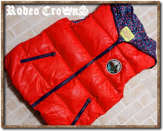 美品!!☆RODEO CROWNS ロデオクラウンズ 刺繍入りジップダウンベスト オレンジ☆拍卖
