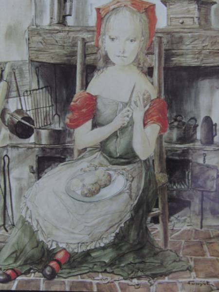 藤田嗣治、【Jeune Fille assise】、希少な額装用画集より、厳選、新品額装、マット額装付、状態良好、送料込み拍卖