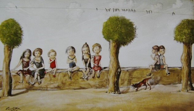 藤田嗣治、【Paysage , Meudon】、希少な額装用画集より、厳選、新品額装、マット額装付、状態良好、送料込み拍卖