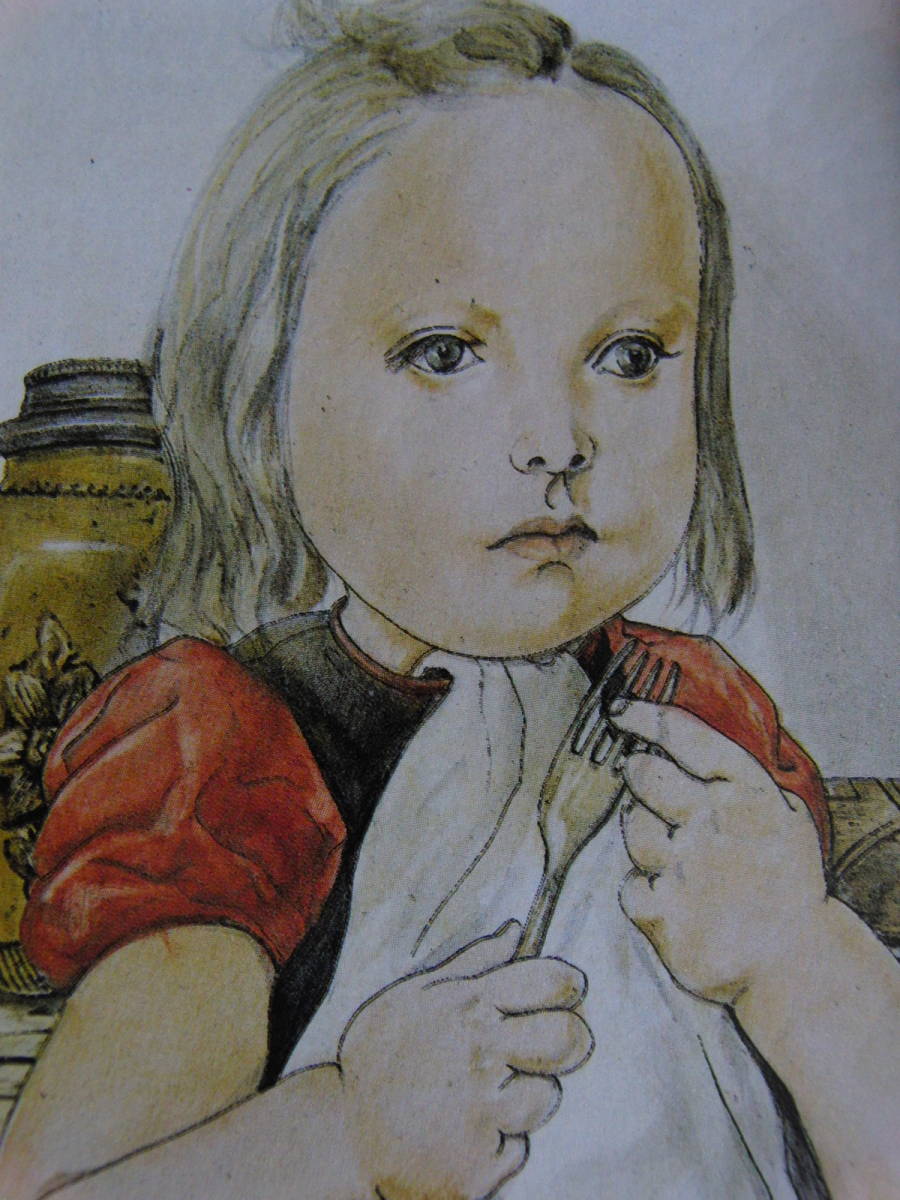 藤田嗣治、【Fillette tenant une fourchette】、希少な額装用画集より、厳選、新品額装、マット額装付、状態良好、送料込み拍卖