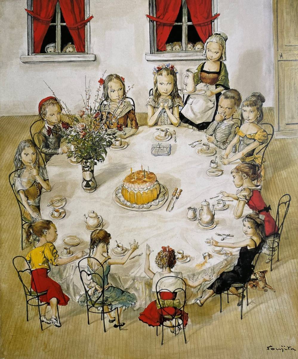 藤田嗣治、【Anniversaire】、希少な額装用画集より、厳選、新品額装、マット額装付、状態良好、送料込み拍卖