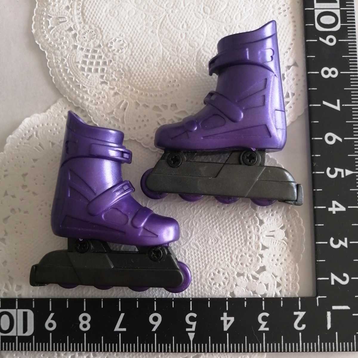3r0129 ドール用 紫 パープル 靴 ローラーシューズ ローラースケート リカちゃん ジェニーちゃん ピュアニーモ momoko 1/6ドール拍卖