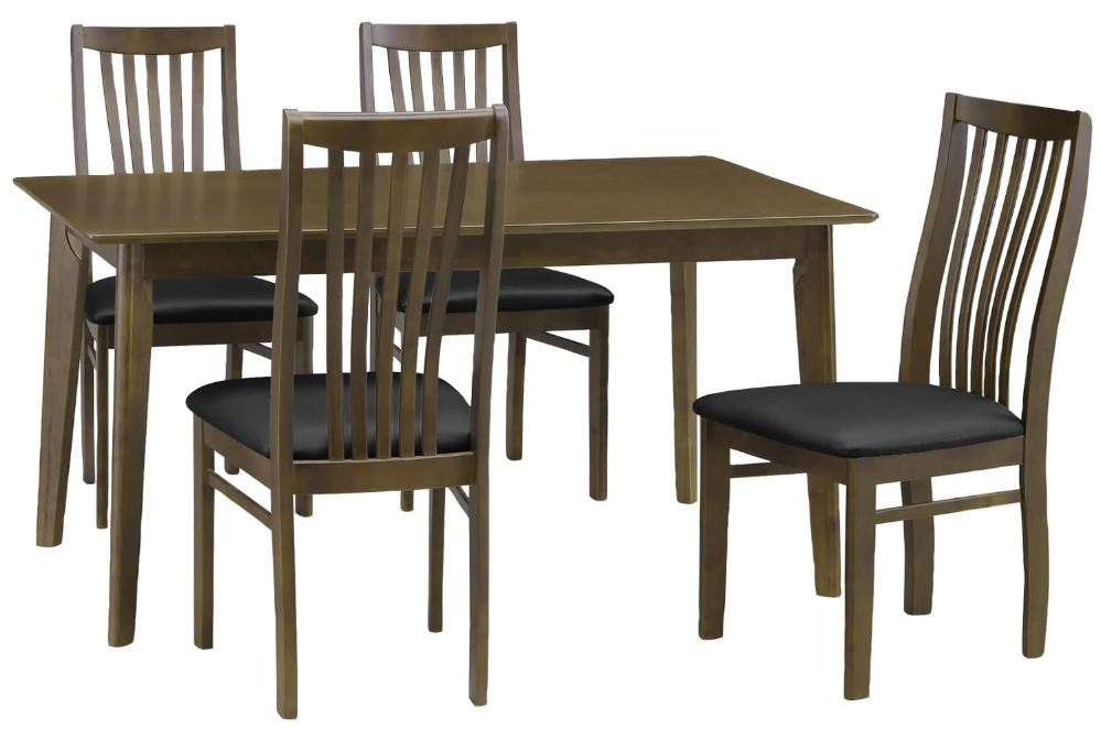 TMSN ダイニングセット 4人掛け用 チェア4脚+テーブル ブラウン*ブラック拍卖