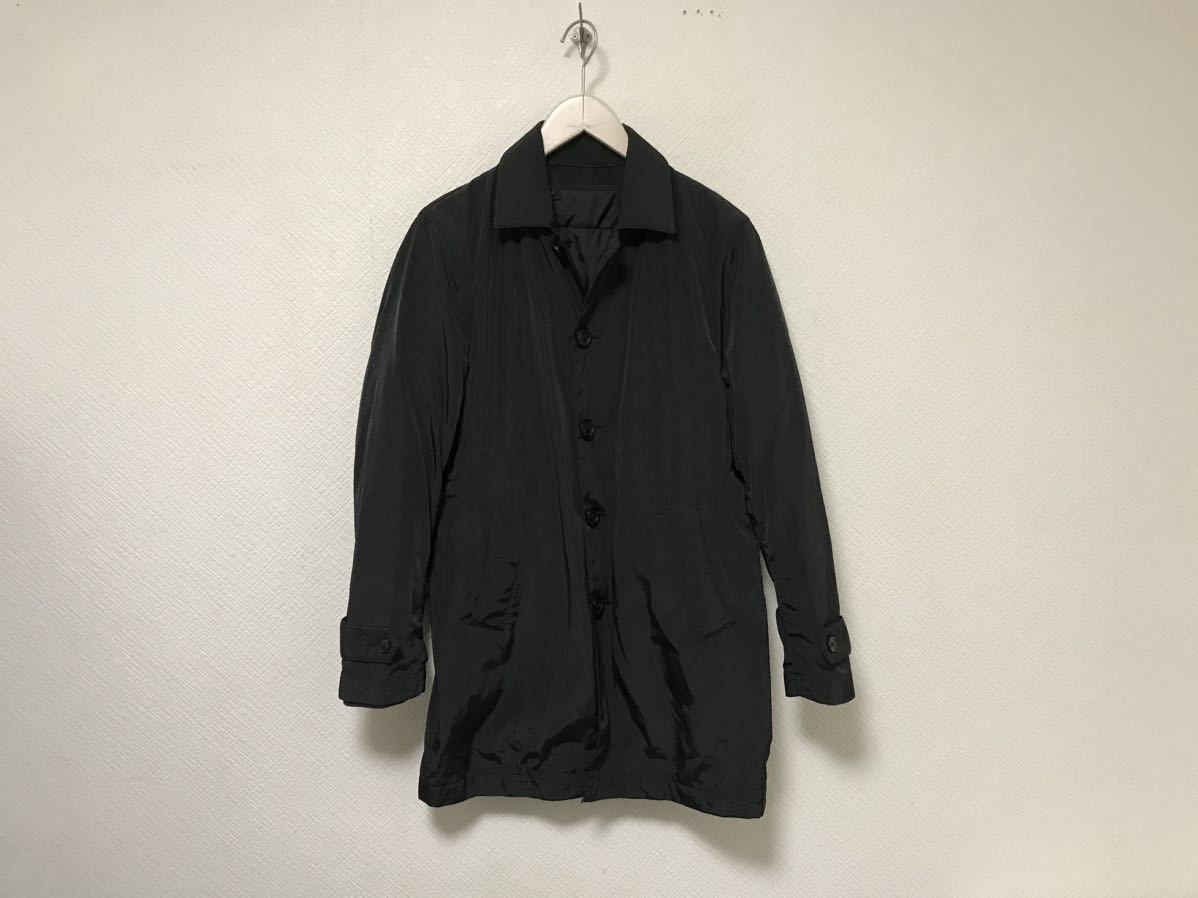 本物コムサイズムCOMMECAISMナイロンステンカラーコート中綿ジャケットアメカジビジネススーツメンズ黒ブラックS拍卖