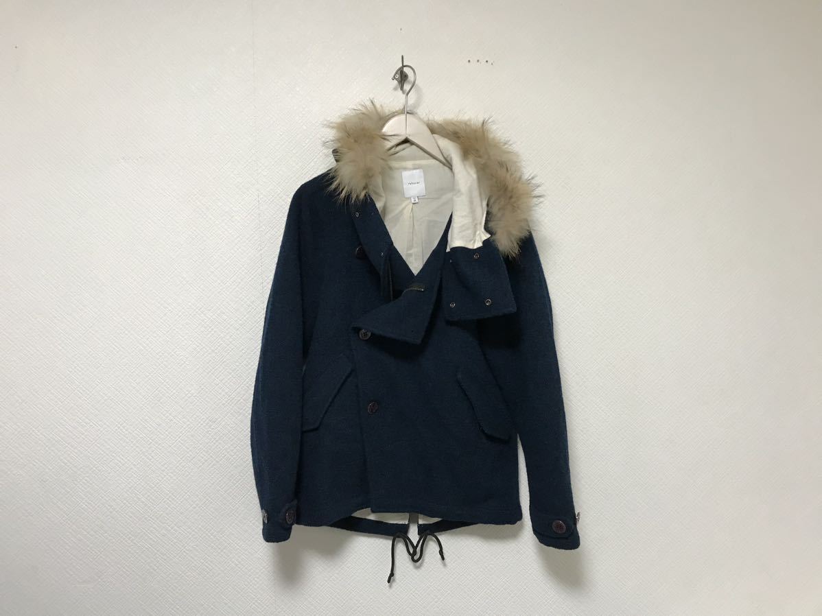 本物レアセルrehacerウールミリタリーパーカージャケットコート毛皮ファーアメカジビジネススーツメンズミリタリーM紺ネイビーストリート拍卖