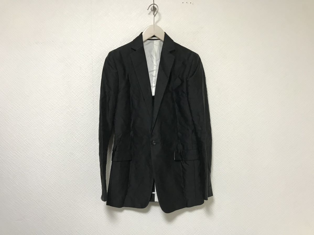 本物アタッチメントATTACHIMENTコットンオイルド加工光沢テーラードジャケットアメカジビジネススーツメンズ黒ブラック日本製1S拍卖