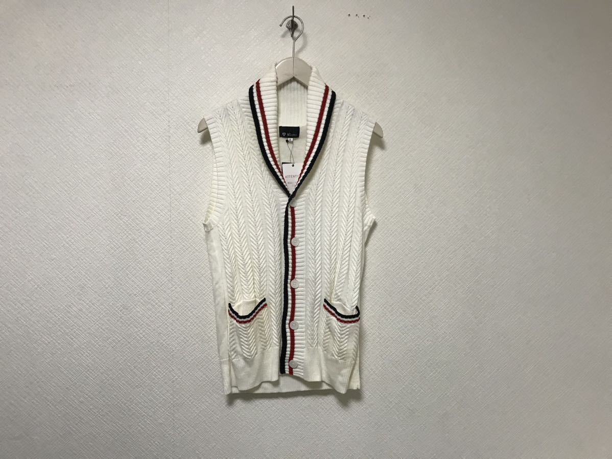 新品未使用本物タケオキクチtkTAKEOKIKUCHIアクリルコットンニットセータージレベストジャケットメンズビジネススーツアメカM白ホワイト拍卖