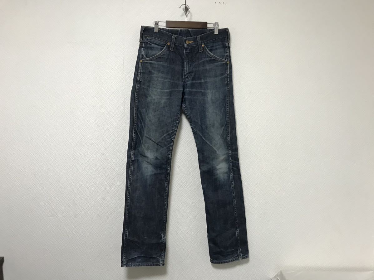 本物ラングラーWranglerコットンダメージ加工デニムパンツミリタリーメンズアメカジサーフビジネススーツ青ブルー日本製29S拍卖