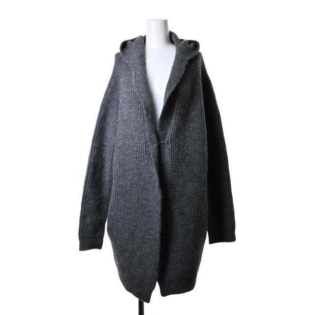 美品 KNOTT アルパカ混 フーデット ニット カーディガン 1 グレー ノット KL4CHQUB86拍卖