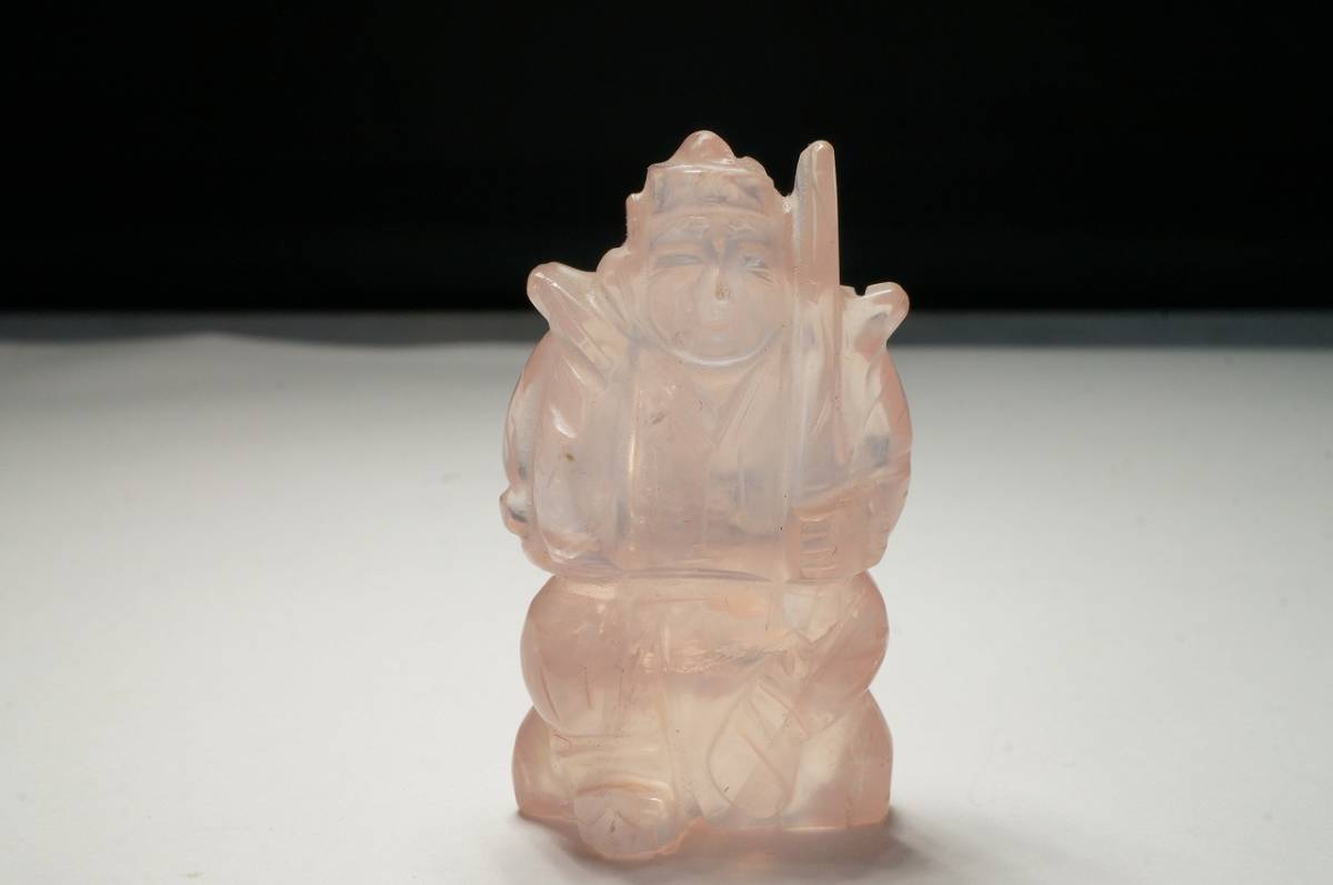 希少!上質品!ピンクが綺麗な透明度のあるブラジル産ローズクォーツ彫刻「恵比寿」(紅水晶)1点のみ拍卖