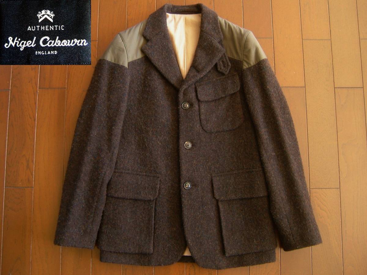 ナイジェルケーボン NIGEL CABOURN 英国製 マロリージャケット ハリスツイード ウールジャケット サイズ44 BROWN拍卖