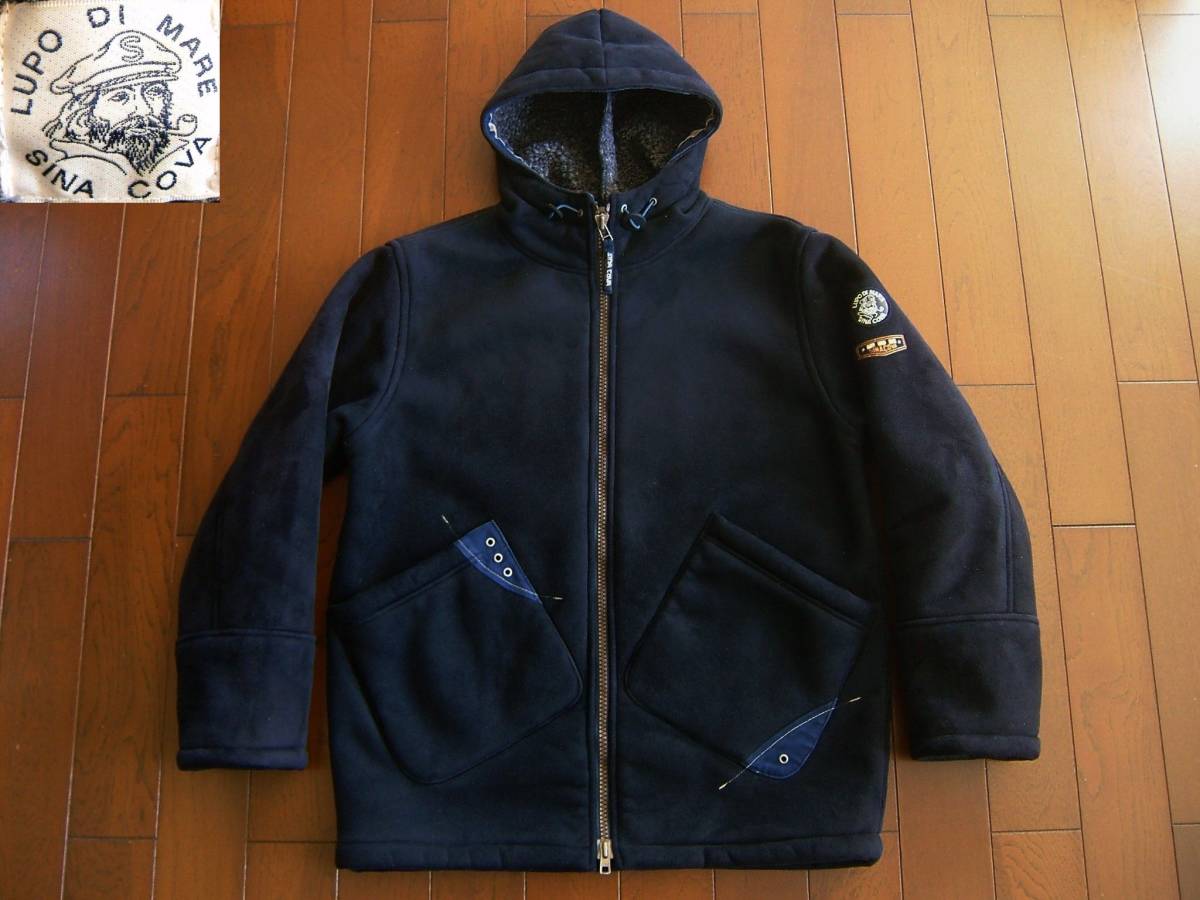 シナコバ SINACOVA フェイクスエード 裏ボアジャケット 裏フリースジャケット フード付き ネイビー拍卖