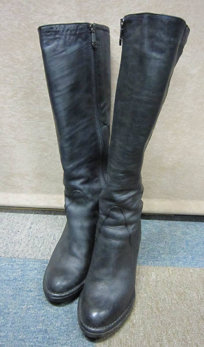 ALBERTO FERMANI アルベルト フェルマーニ ** レザー☆ロングブーツ☆23.5cm 【黒】拍卖