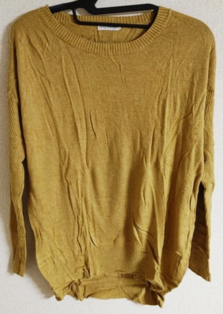 Mサイズ a.v.v standard 長袖 ニット 毛混 黄土色 キャメル カーキー ベージュ拍卖