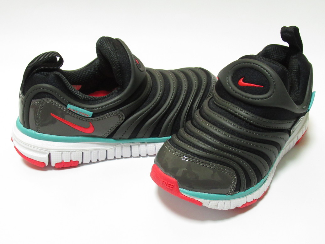 NIKE DYNAMO FREE PS 黒 緑 赤 17cm ナイキ ダイナモ フリー キッズ スリッポン 運動靴 ブラック 343738-029拍卖