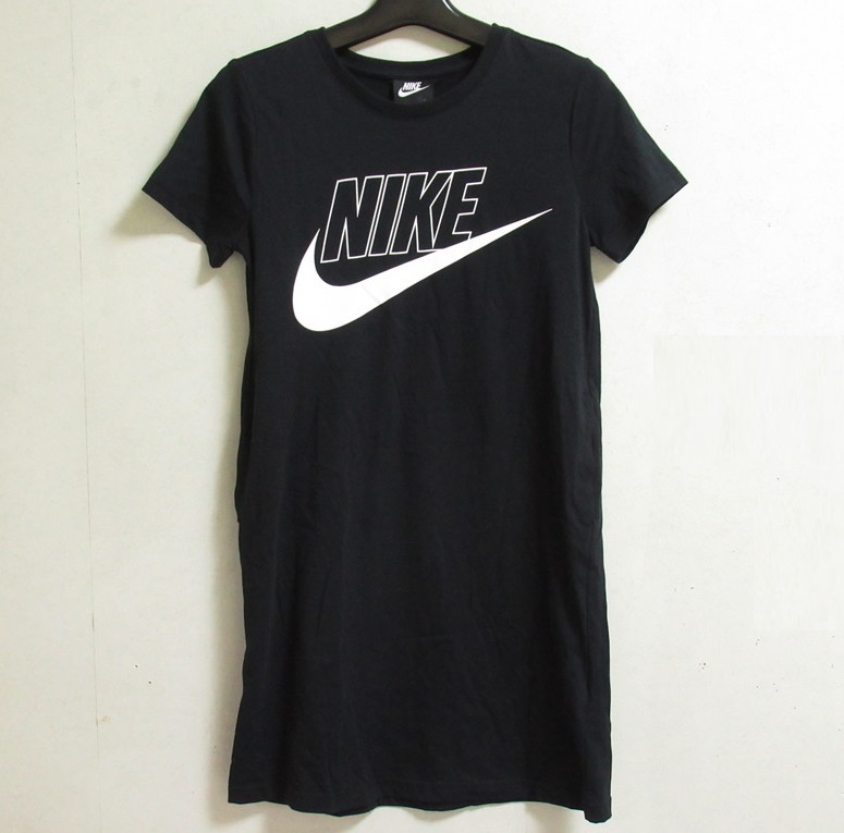 NIKE ガールズ ワンピース 黒 ブラック 160 ナイキ 子供 Tシャツ ワンピ ビッグスウッシュ ロゴ CU8375-010拍卖