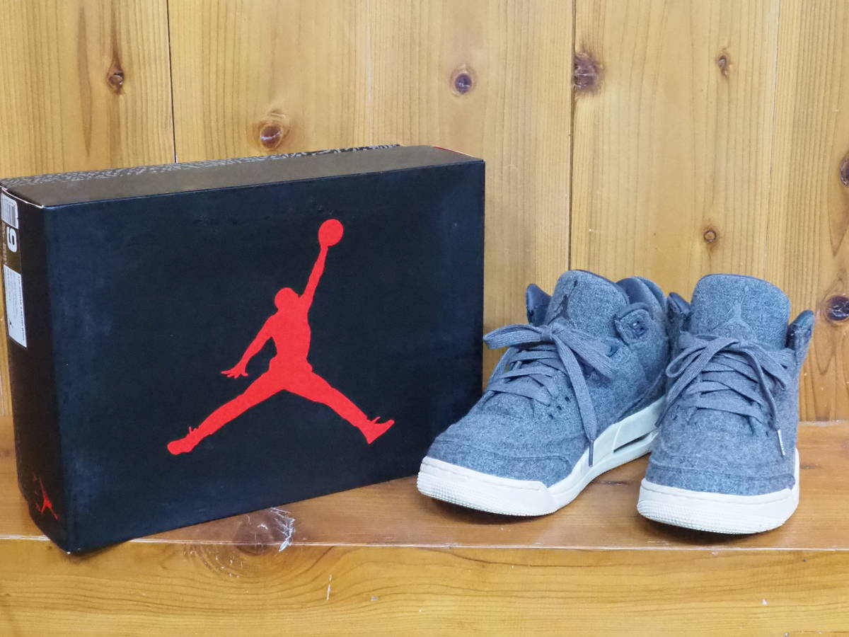 【NIKE AIR JORDAN 3 RETRO WOOL 27cm】箱付きエアジョーダン3メンズ スニーカーナイキバスケットシューズ古着ランニングジョギング拍卖