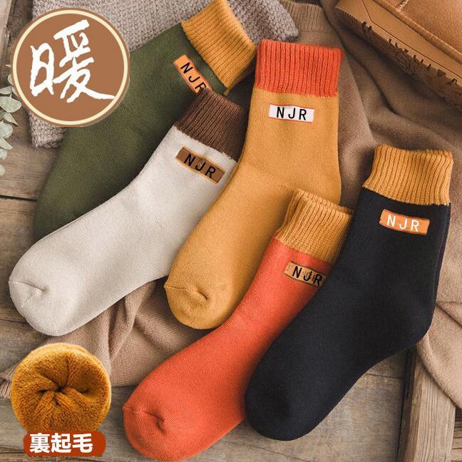 靴下レディース ソックス 厚手 タオル生地 暖かい5足 セット拍卖