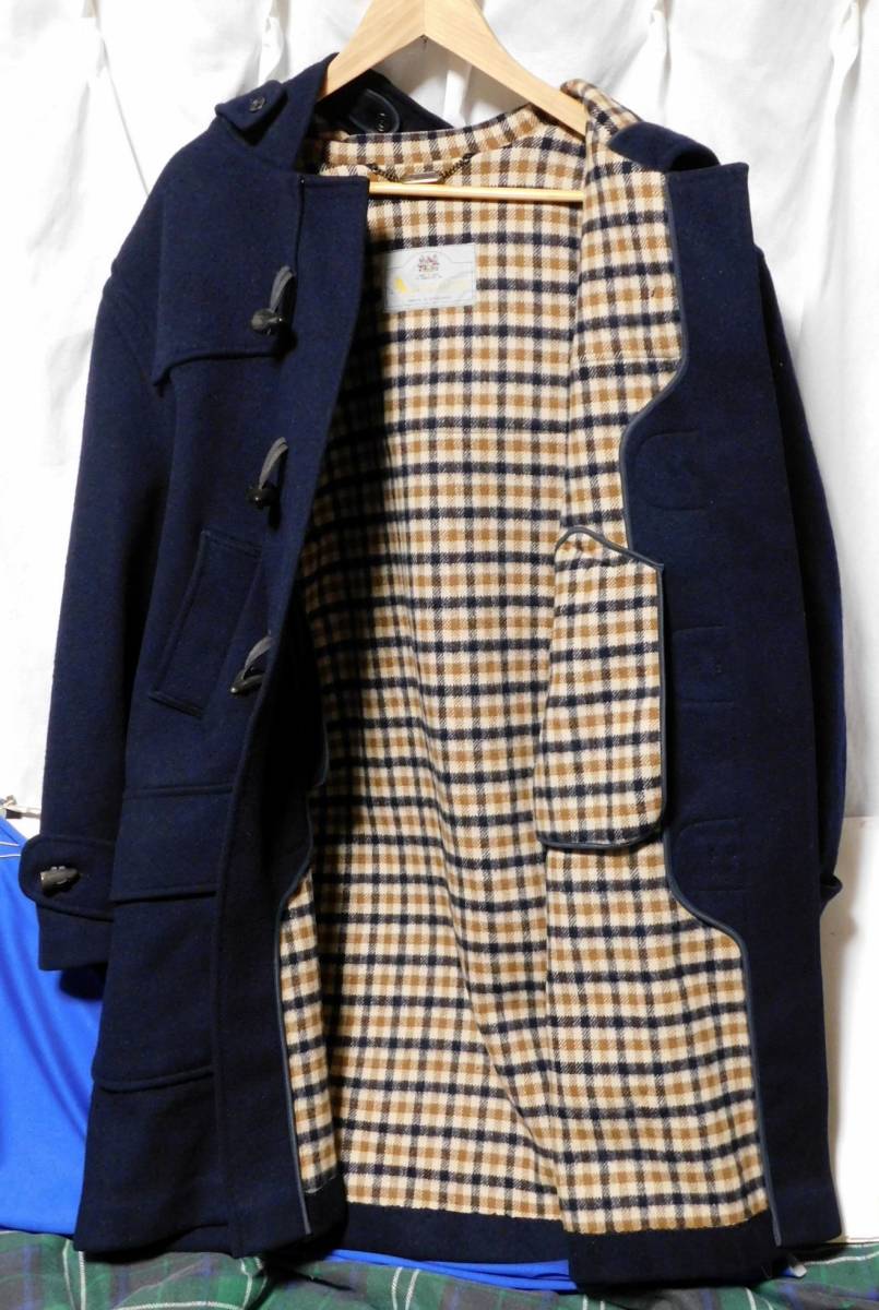 大きめ!留革 新品 アクアスキュータム ダッフルコート ネイビー used ¥29800拍卖