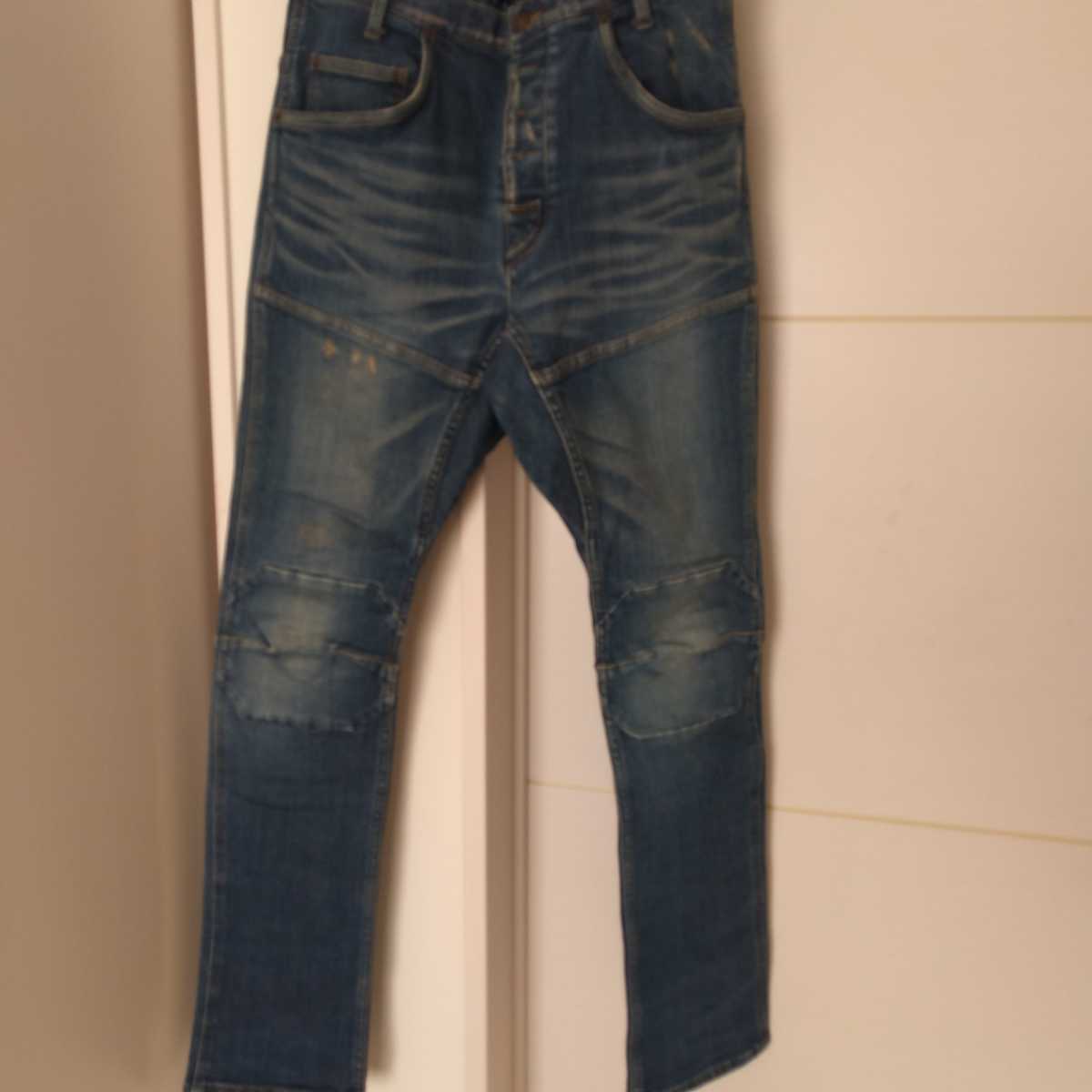 送料無料 FAD THREE FAD3 ストレッチ バイカー デニムパンツ ジーンズ M拍卖