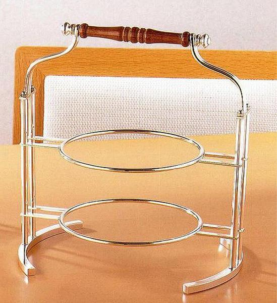 ★早川シルバーハイティースタンド2段27cm丸皿用オードブルスタンド和食洋食デザートと色々に使えます日本工業規格3種銀鍍金日本製拍卖