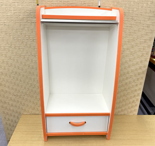 EVAキッズ ハンガーラック 幅47.7cm×奥行30cm×高さ90cm ホワイト×オレンジ 子供家具 洋服・収納 安心 安全 充英アート 札幌市手稲区拍卖