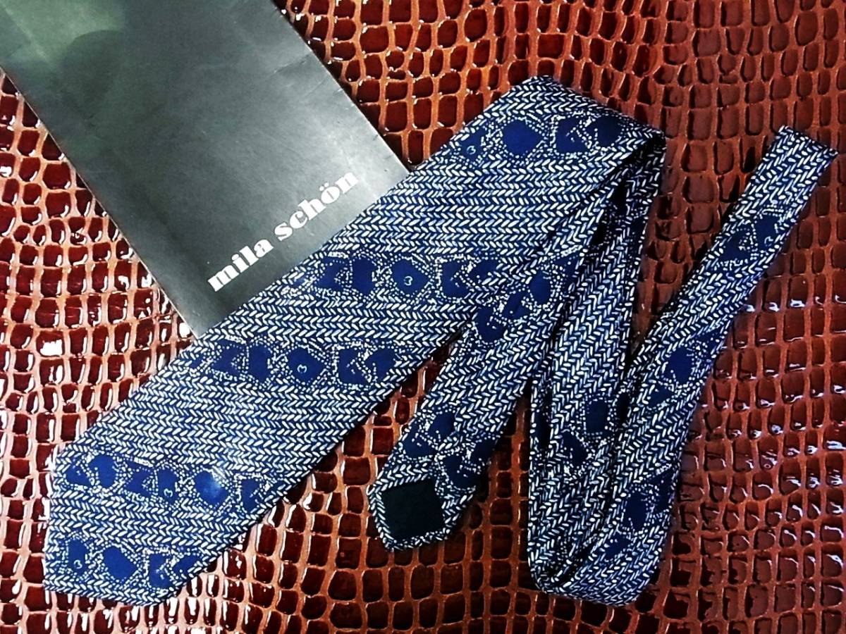 ■E0585Y●良品●ミラショーン【総Mロゴ】ネクタイ拍卖