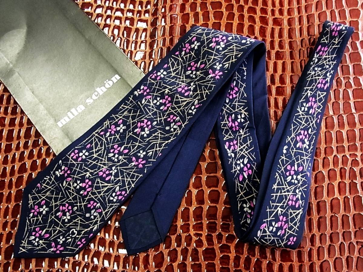 ■E0688Y●良品●ミラショーン【Mロゴ入】ネクタイ拍卖