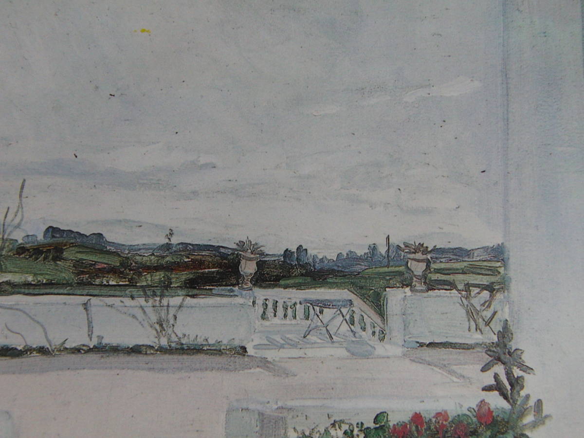 藤田嗣治、「La Terrasse ensoleillee a la Bousarea , Alger」、希少画集の額装画,人気作品,オーダーマット付・日本製新品額入り,送料無料拍卖