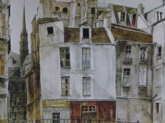 藤田嗣治、「Quai aux fleurs」、希少画集の額装画、人気作品、オーダーマット付・日本製新品額入り、送料無料拍卖