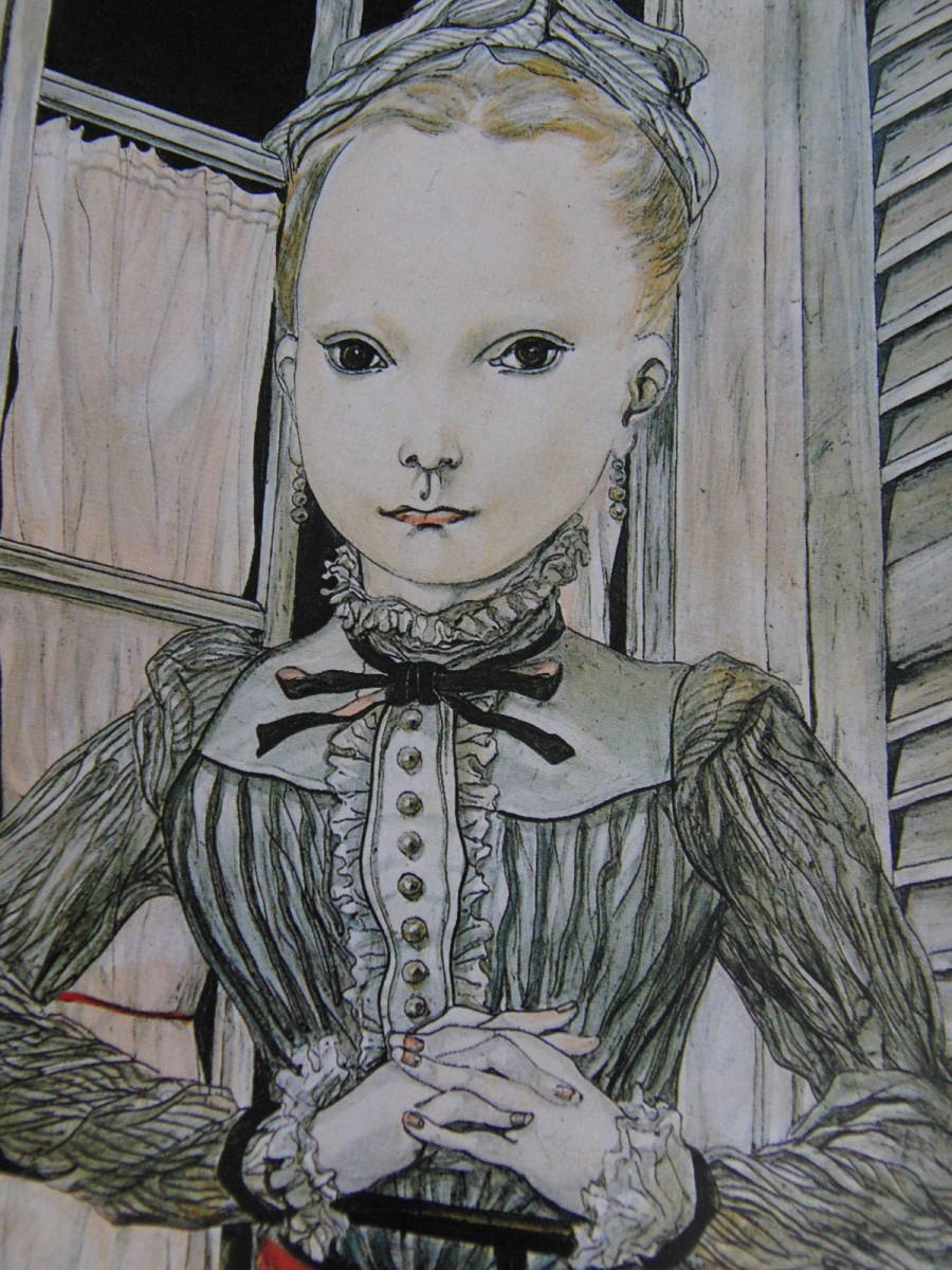 藤田嗣治、「Jeune Fille au balcon」、希少画集の額装画、人気作品、オーダーマット付・日本製新品額入り、送料無料拍卖