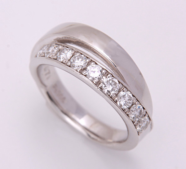 《質屋出品》Pt900★天然ダイアモンド0.71ct2連風デザインリング★C-5801拍卖