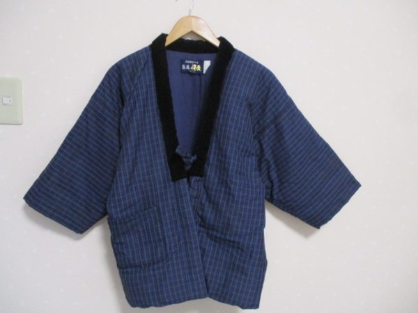 ◆ 久留米はんてん ◆ 手づくり 日本製 11~13才 半纏 ハンテン 紺 格子柄(30113)拍卖