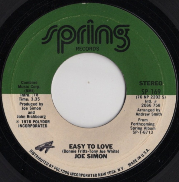 Joe Simon 美品!【US盤 Soul 7" Single】 Easy To Love / Can't Stand The Pain (Spring 169) 1976年拍卖
