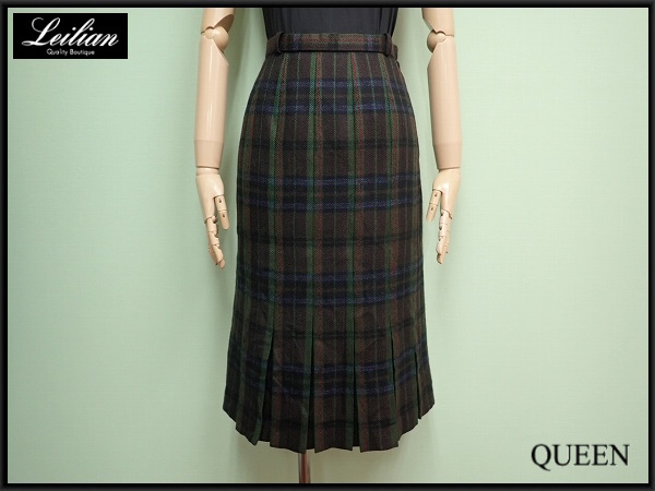 Leilian スカート・9□レリアン/ボックスプリーツ/裾フレア/23*1*5-13拍卖