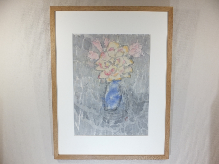 【真作保証】 坂宗一 直筆 薔薇 共シール付 水墨画 異色画家 二紀会名誉会員 二科会会友 コレクター放出品 (坂本繁二郎 古賀春江) 福岡県拍卖