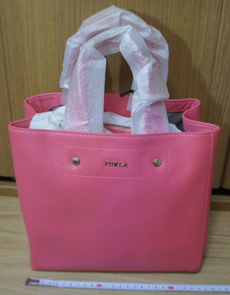 未使用 フルラ キューブ型ハンドバッグ トートバッグ / ピンク pink レザー FURLA ドラム型拍卖