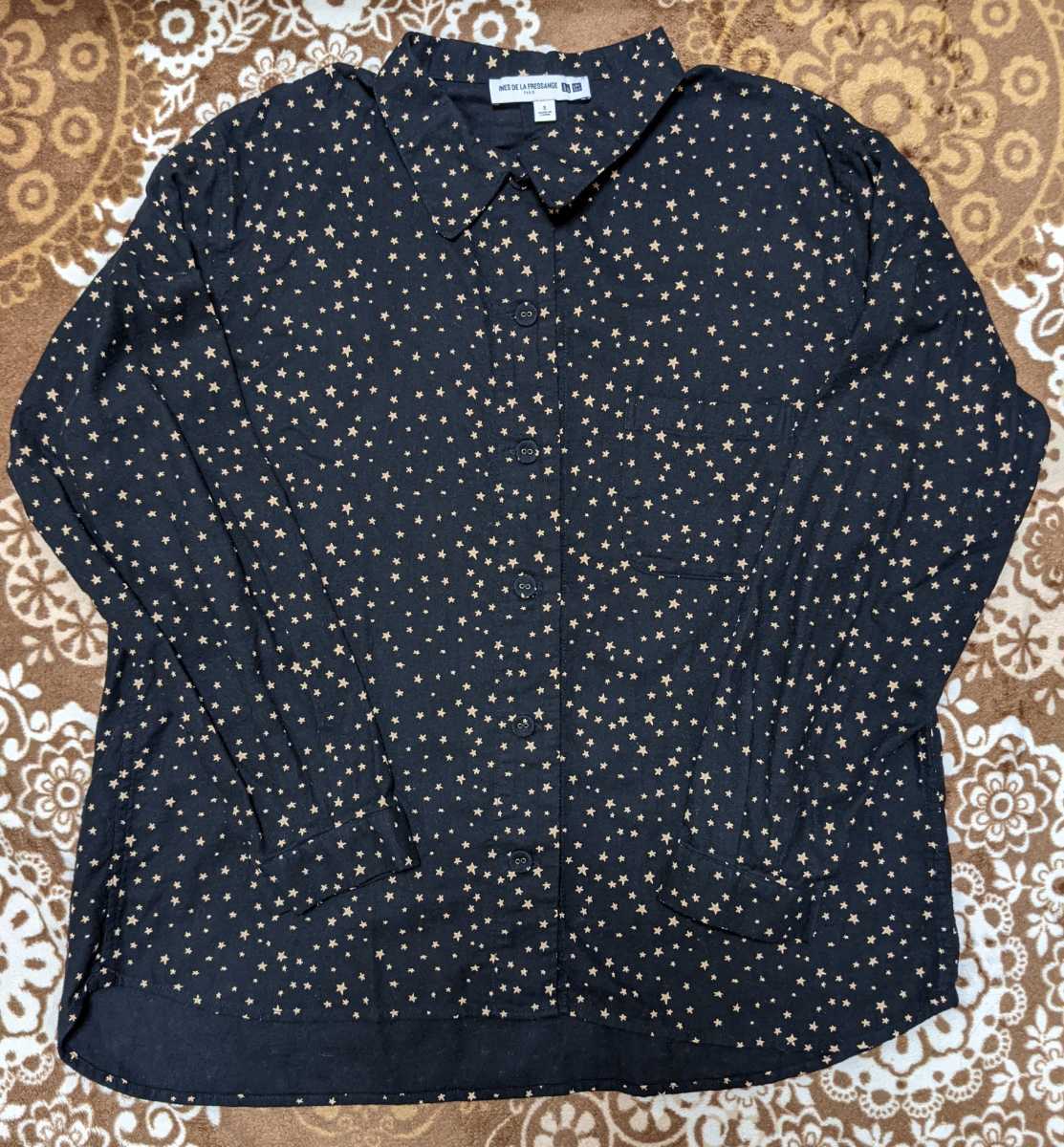 ★ユニクロ×イネス フランネルシャツ★星柄 Sサイズ★黒地 ブラック★UNIQLO×INES DE LA FRESSANGE★拍卖