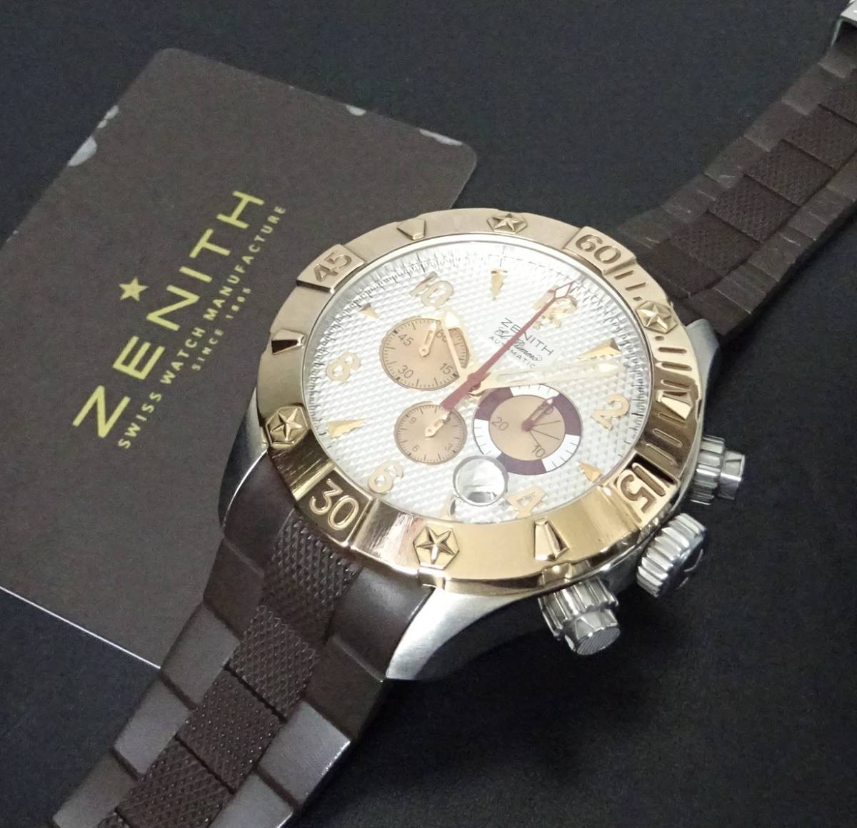 2020年正規OH K18PGベゼル エルプリメロ ZENITH ゼニス デファイ クラシッククロノ エアロ 86.0526.4000 自動巻 保証書あり純正箱あり 本物拍卖