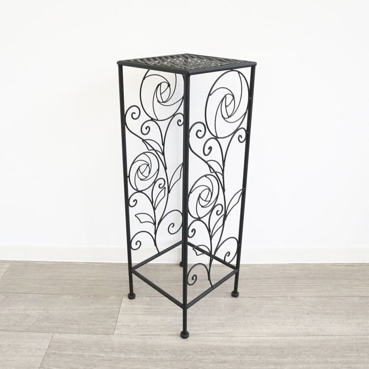 アイアンプラントスタンド 花台 ランプテーブルブラック1702-IFH-005拍卖