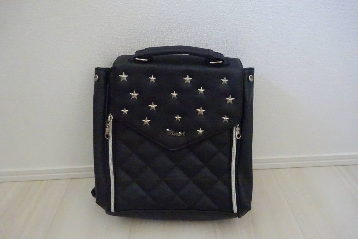 超美品 Cherish リュックサック 女の子 黒 スタッズ 女児 ミニリュック カバン拍卖