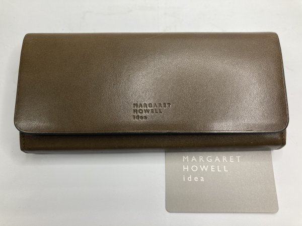 送料無料!!長財布 牛革 茶系オリーブ 英国MARGARET HOWELL idea★未使用格安!拍卖