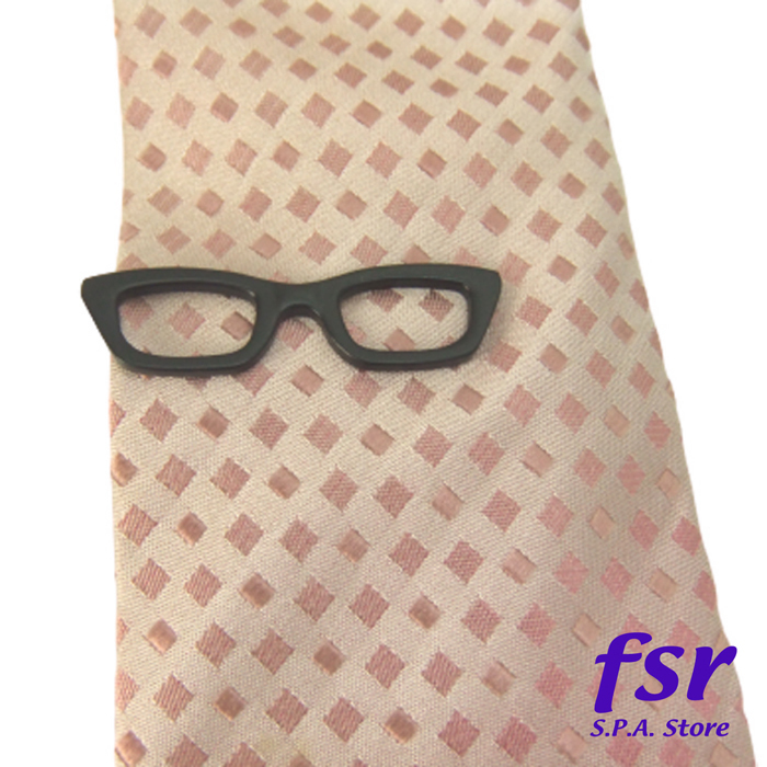 ネクタイピン タイピン ワニ口クリップ マネークリップ メガネ 3色/Black ブラック ワンポイントアクセント 専用ケース付き MKL-8102-BK拍卖