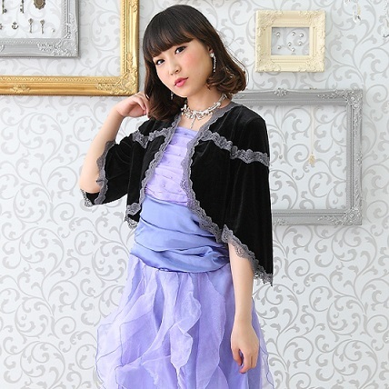 ボレロ オリジナルデザイン ベルベット×レース ゆったりボレロ M~Lサイズ 新品拍卖